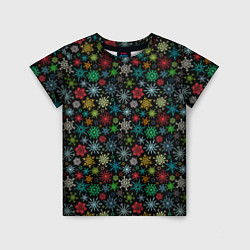 Детская футболка Разноцветные Снежинки