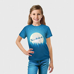 Футболка детская Санта с Оленями, цвет: 3D-принт — фото 2