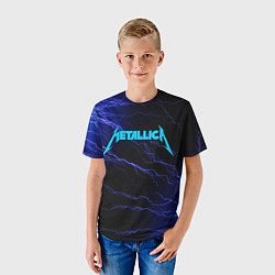 Футболка детская METALLICA BLUE FLASH МЕТАЛЛИКА СИНИЕ МОЛНИИ, цвет: 3D-принт — фото 2