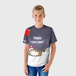 Футболка детская Happy New Year 2022 Тигр, цвет: 3D-принт — фото 2