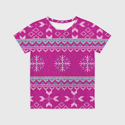 Футболка детская Свитер со снежинками, цвет: 3D-принт