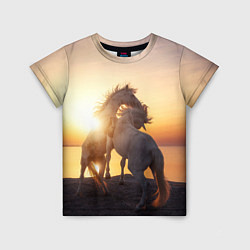 Детская футболка Лошади на закате