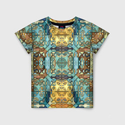 Детская футболка Коллекция Фрактальная мозаика Желто-голубой