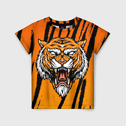 Детская футболка Разгневанный тигр голова