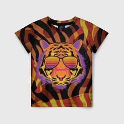 Детская футболка Крутой тигр в очках ретро
