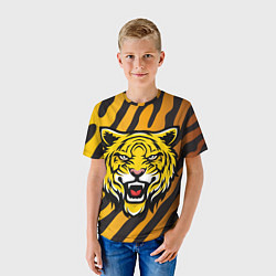 Футболка детская Рычащий тигр голова, цвет: 3D-принт — фото 2