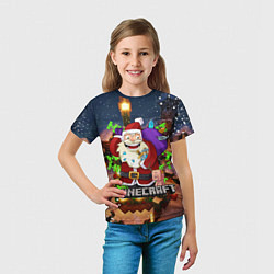 Футболка детская НОВОГОДНЯЯ ЁЛКА В МАЙНКРАФТ SANTA CLAUS, цвет: 3D-принт — фото 2