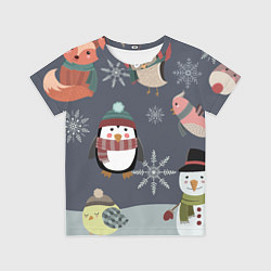 Детская футболка НОВОГОДНИЙ ПАТТЕРН ЖИВОТНЫЕ