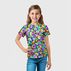 Футболка детская Rainbow flowers, цвет: 3D-принт — фото 2