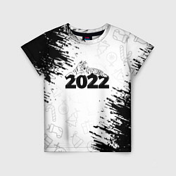Детская футболка Тигр отдыхает на цифре 2022
