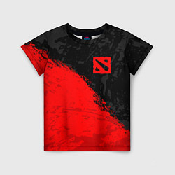 Детская футболка DOTA 2 RED LOGO, БРЫЗГИ КРАСОК