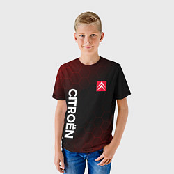 Футболка детская Ситроен, Citroen Красно черный соты, цвет: 3D-принт — фото 2