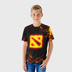 Футболка детская DOTA 2 FIRE LOGO ДОТА 2 ОГНЕННЫЙ ЛОГО, цвет: 3D-принт — фото 2