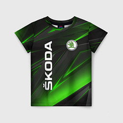 Детская футболка SKODA GEOMETRY STRIPES GREEN NEON