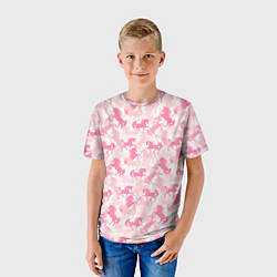 Футболка детская Розовые Единороги, цвет: 3D-принт — фото 2