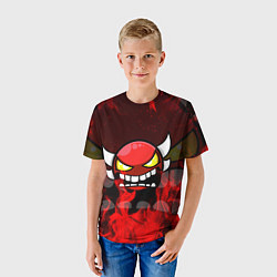Футболка детская GEOMETRY DASH RAGE SMLIE LEVELS RED FIRE, цвет: 3D-принт — фото 2
