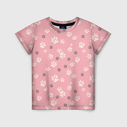 Детская футболка Розовый принт лапки