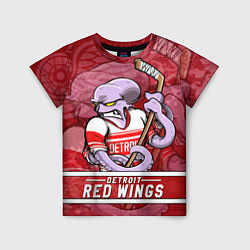 Футболка детская Детройт Ред Уингз, Detroit Red Wings Маскот, цвет: 3D-принт