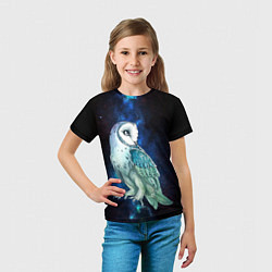 Футболка детская Полярная сова в космосе, цвет: 3D-принт — фото 2