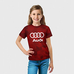Футболка детская Ауди, Audi Красный фон, цвет: 3D-принт — фото 2
