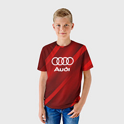 Футболка детская Audi red полосы, цвет: 3D-принт — фото 2