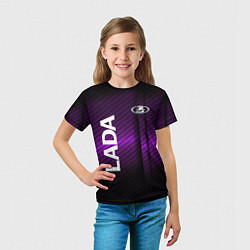 Футболка детская Lada - Фиолетовый неон, цвет: 3D-принт — фото 2