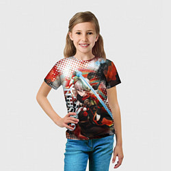 Футболка детская Каэдэхара Кадзуха-странствующий самурай, цвет: 3D-принт — фото 2