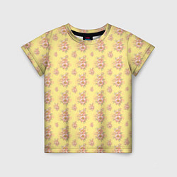 Детская футболка Розовые пионы на желтом фоне