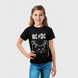 Футболка детская AC DC, Рок кот, цвет: 3D-принт — фото 2