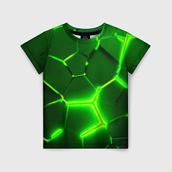 Футболка детская 3D ПЛИТЫ НЕОН NEON GREEN HEXAGON РАЗЛОМ, цвет: 3D-принт