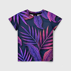 Детская футболка Neon Tropical plants pattern