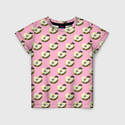 Детская футболка Яблочные дольки на розовом фоне с эффектом 3D
