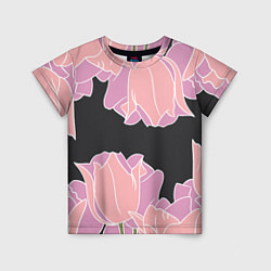 Детская футболка Розовые цветы-кристаллы