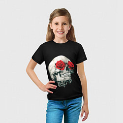 Футболка детская Череп Розы, цвет: 3D-принт — фото 2