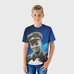 Футболка детская Юрий Гагарин с голубем 3D, цвет: 3D-принт — фото 2