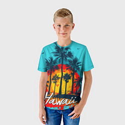 Футболка детская Hawaii Солнце, Пальмы, цвет: 3D-принт — фото 2
