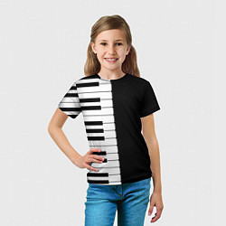 Футболка детская Черно-Белое Пианино Piano, цвет: 3D-принт — фото 2