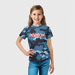 Футболка детская Roblox Камуфляж Тёмный Синий, цвет: 3D-принт — фото 2