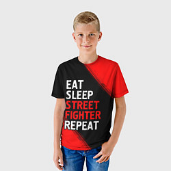 Футболка детская Eat Sleep Street Fighter Repeat Краска, цвет: 3D-принт — фото 2