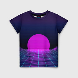 Детская футболка Закат розового солнца Vaporwave Психоделика