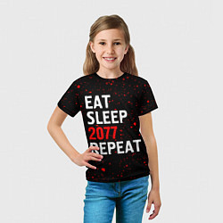 Футболка детская Eat Sleep 2077 Repeat Краска, цвет: 3D-принт — фото 2