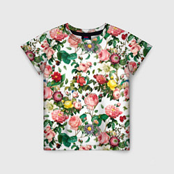 Детская футболка Узор из летних роз Summer Roses Pattern