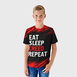 Футболка детская Eat Sleep Creed Repeat - Краски, цвет: 3D-принт — фото 2