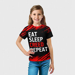 Футболка детская Eat Sleep Creed Repeat - Краски, цвет: 3D-принт — фото 2