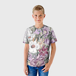 Футболка детская Цветы Фиолетовый Клематис, цвет: 3D-принт — фото 2