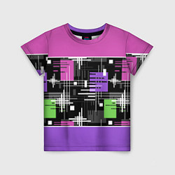 Детская футболка Розово-фиолетовый геометрические фигуры и полосы