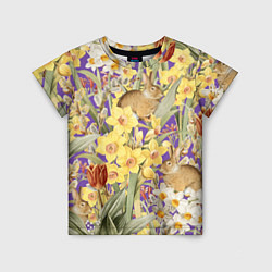 Детская футболка Цветы Нарциссы и Зайцы
