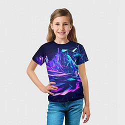 Футболка детская Абстрактная неоновая композиция Abstract neon comp, цвет: 3D-принт — фото 2