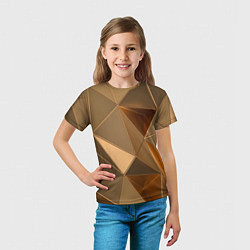 Футболка детская Золотые 3D треугольники, цвет: 3D-принт — фото 2