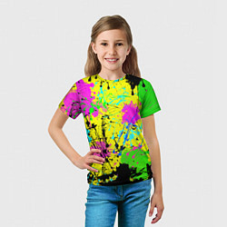 Футболка детская Абстрактная картина в разноцветный неоновых тонах, цвет: 3D-принт — фото 2